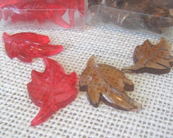 80 Fall Plastic Leaves, Table Scatter, Brown and Rust Leaves, Crafting Embellishments, Party Gathering, NotOnlyButtons