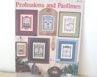 Cross Stitch Booklet, Professions and Pastimes, Vintage 1992, Occupation Hobby Charts Graphs, NotOnlyButtons