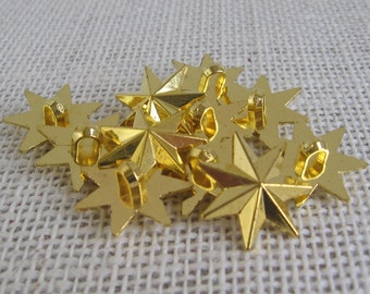 25 Decorative 13/16 Inch Gold Star Shank Plastic Buttons, Christmas Crafts, NotOnlyButtons