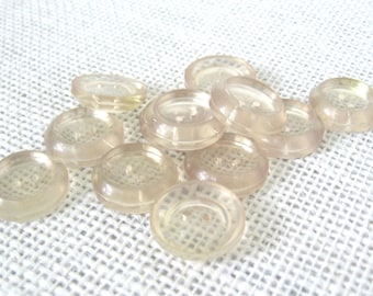 12 Gray Tint Clear Plastic Cup Buttons, 3/4 Inch, 2-Hole, Flat Back, NotOnlyButtons