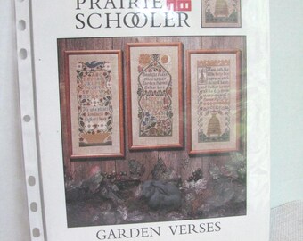 Cross Stitch Sampler Chart Leaflet, Prairie Schooler Book No. 49, Vintage 1995, Garden Verses, DIY Stitching, NotOnlyButtons