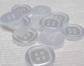 White Opaque 11/16 Inch Plastic Buttons, 4-Hole Fasteners, Clear Milky Look, NotOnlyButtons