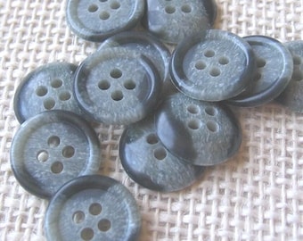 Mottled Gray and Black Plastic Buttons, 5/8 Inch Round, 4-Hole, Set of 12, 20, 50, NotOnlyButtons