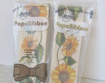 Yellow Sunflower Paper Ribbon, 12 Yards, 2 1/2 Inch Wide Ribbon, DIY Crafting Supply, NotOnlyButtons