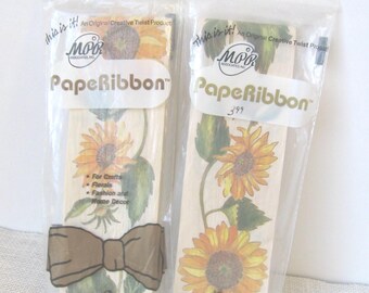 Yellow Sunflower Paper Ribbon, 12 Yards, 2 1/2 Inch Wide Ribbon, Crafting Supply, NotOnlyButtons
