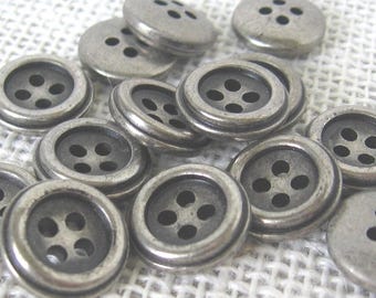 Silver Toned 9/16" Plastic Buttons, Western Cowboy Theme, 4 Hole Sew Thru, Silver Black Highlights, Assorted Lot Sizes, NotOnlyButtons