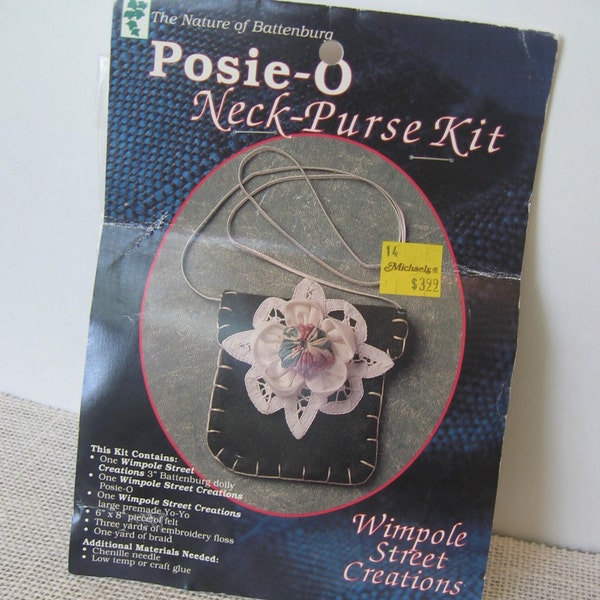 Posie-O Neck Purse Kit, Wimpole Street Creations, Complete Unopened, Vintage 1994, NotOnlyButtons