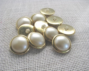 11 botones de plástico color beige cremoso y dorado de 2,5 cm (1 pulgada), botón decorativo con vástago, artículo de costura, top de suéter, botones de repuesto, NotOnlyButtons
