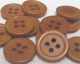 Medium Brown 5/8 Inch Buttons, Round Plastic 4 Hole Button, Costume Clothing Sewing Notion, Fall Crafting, NotOnlyButtons