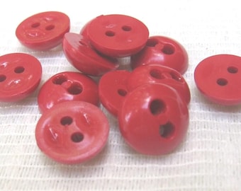 Small Red 7/16 Inch Plastic Bubble Buttons, 2-Hole Flat Backs, Round Dome Tops, Kids Clothes, Costumes, Crafts, NotOnlyButtons