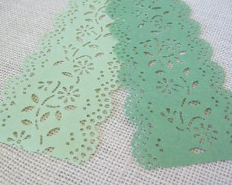 Green Paper Lace Ribbon, 6 Yards, 2 3/4" wide, Vintage, Gift Wrap, Scrapbooking Embellishment, NotOnlyButtons