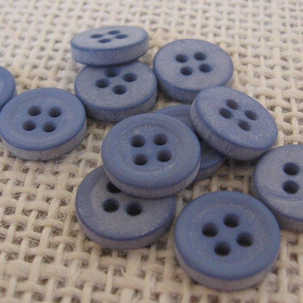 20 Light Blue 7/16 Inch Buttons, Plastic 4 Hole Small Round Clothing Sewing Buttons, NotOnlyButtons