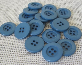 Medium Blue 3/4 Inch Plastic 4 Hole Round Buttons, Clothing Crafting Closures, Nautical Theme, NotOnlyButtons