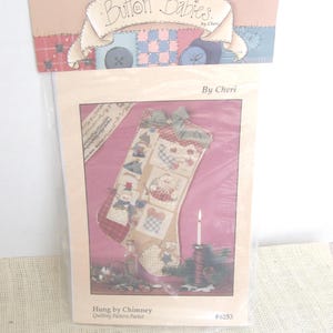 Vintage Patchwork Stocking Pattern, Hung by the Chimney, Hanging Mantel Stocking DIY, NotOnlyButtons immagine 3
