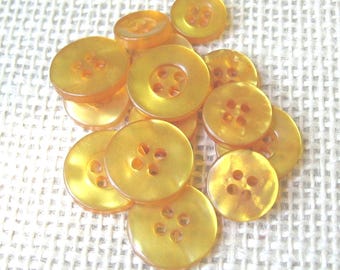Orange Wavy Plastic Buttons, 9/16 and 1/2 Inch, Sewing Notions, Set of 12, Opaque Light Orange, NotOnlyButtons