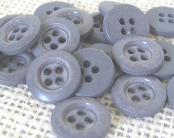 Gray Plastic Buttons, 9/16 Inch, Hazy White Wash Look, 4-Hole Fasteners, Sewing Notion, NotOnlyButtons