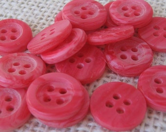 17 Medium Pink and White Swirl Buttons, 9/16 Inch Plastic 4 Hole, NotOnlyButtons