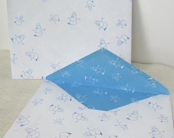 Blue Snowmen Christmas Envelopes, Card Making Supply, Pack of 25,  5.75x8.25 Inch, Replacement Crafting Paper Envelopes, NotOnlyButtons
