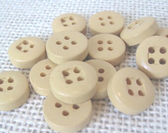 Tan Round Plastic Buttons, 9/16 Inch, 4-Hole Fasteners, Set of 12 or 20, NotOnlyButtons