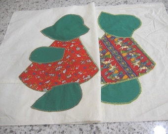 Vintage Sun Bonnet Sue Fabric Panels, Hand Embroidered Crafting Sewing Quilt Panels, NotOnlyButtons