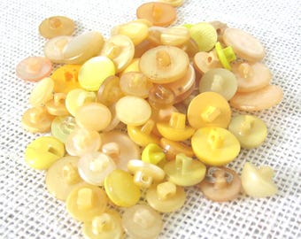 75 Assorted Yellow Shank Buttons, Small Medium Sizes, Assorted Shades, DIY Crafting Lot, Art Work Button Flowers, NotOnlyButtons