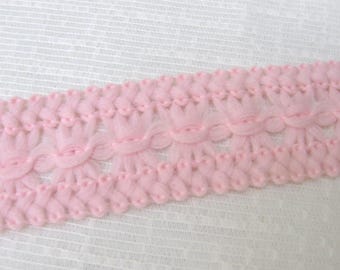 Vintage Pink Nylon Trim, 1 1/4 Inch Wide, 2 Yards Long, Retro Sewing Notion,  Pajama Trim, Baby Nursery Crafts, NotOnlyButtons