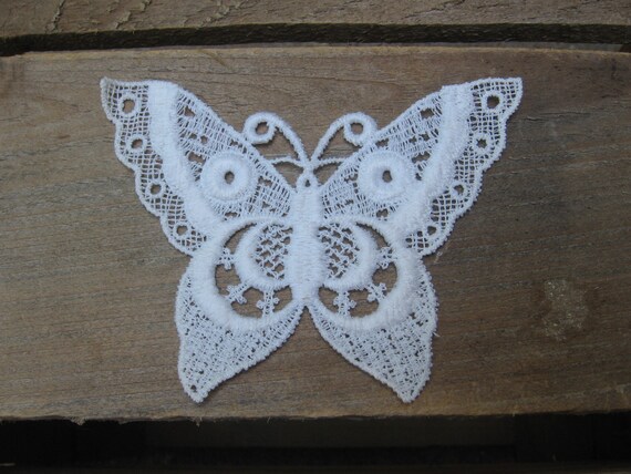 White Butterfly Lace Applique Wedding Dress Applique Sew Etsy