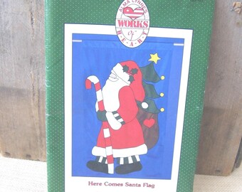 Vintage Santa Flag Pattern, Alma Lynne's 1991, 3'x5' Foot, Full Size Pattern Pieces, NotOnlyButtons