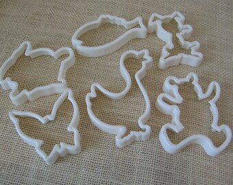 White Plastic Animal Cookie Cutters, Lot of 6, NotOnlyButtons