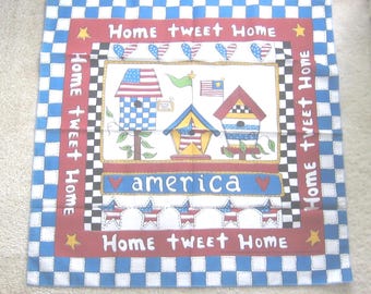 Patriotic Fabric Squares, Alma Lynne, Home Tweet Home, 21 1/2 Inch, NotOnlyButtons