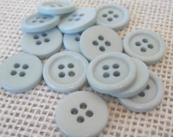 Pale Blue Plastic Buttons, 5/8 Inch, 4-Hole Fasteners for Sewing, Nursery Crafts, Lots of 12 or 20, NotOnlyButtons