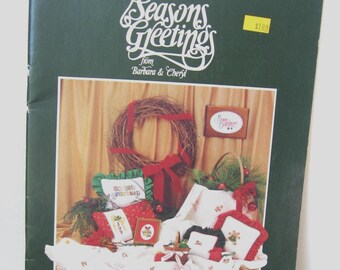 Folleto de punto de cruz navideño, "Felices Fiestas", Vintage 1981, Patrones, gráficos e instrucciones, NotOnlyButtons