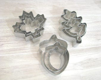 Cortadores de galletas de metal con temática otoñal, elige tu diseño (juego de 3), ideales para cortar galletas y hornear. Marca: NotOnlyButtons