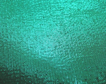 Green Nylon Metallic Fabric, 21 Inch by 42 Inch, Vintage 1998, NotOnlyButtons