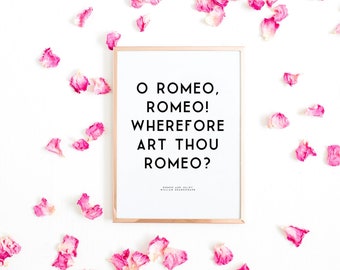 William Shakespeare's Romeo and Juliet 'Where For Art Thou' Art Print
