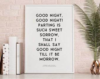 Romeo and Juliet Quote Print - William Shakespeare - Parting Is Such Sweet Sorrow - Shakespeare Quote