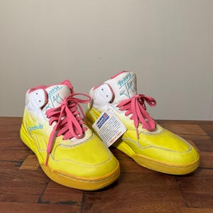 Reebok Reverse Jam Series jaren 90 gele en roze sneakers/sneakers Amerikaanse damesmaat 8