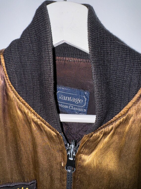 One of a Kind Upcycled Distressed Satin Bomber Ja… - image 4