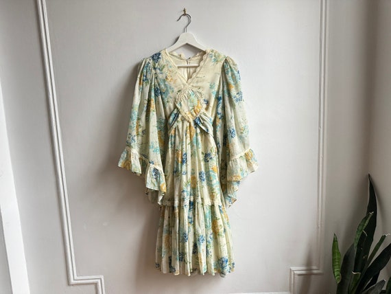 Vintage Whimsical Floral and Lace Flowy Prairie Sun Dress Size 0