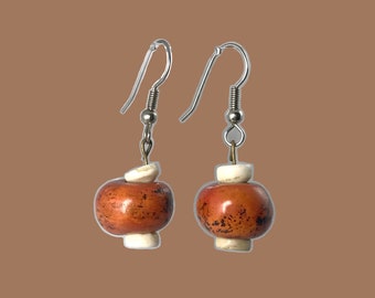 VINTAGE Organic Shell and Polished Wood Earrings