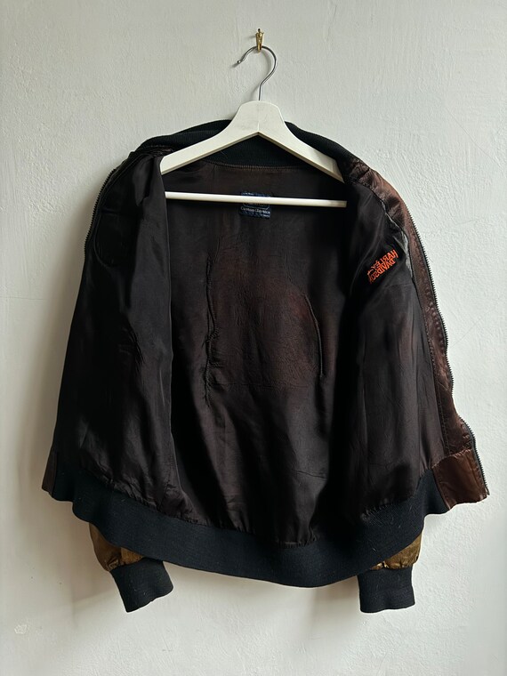 One of a Kind Upcycled Distressed Satin Bomber Ja… - image 7