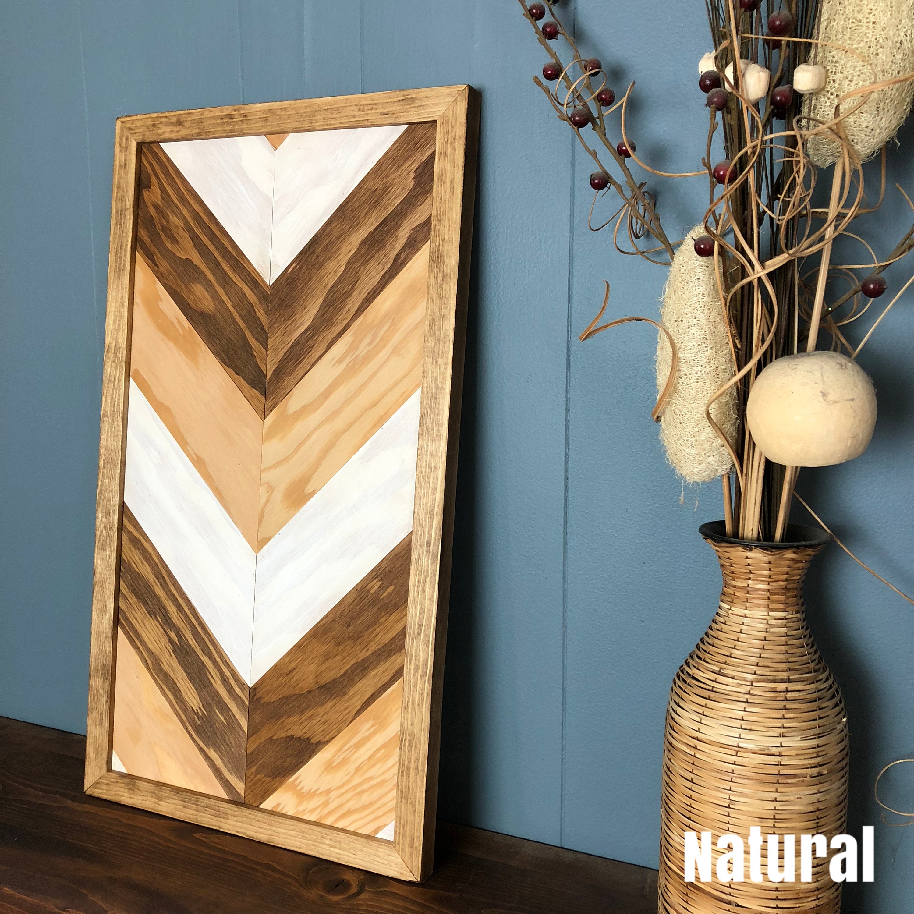 Wood Wall Art Chevron Design Etsy