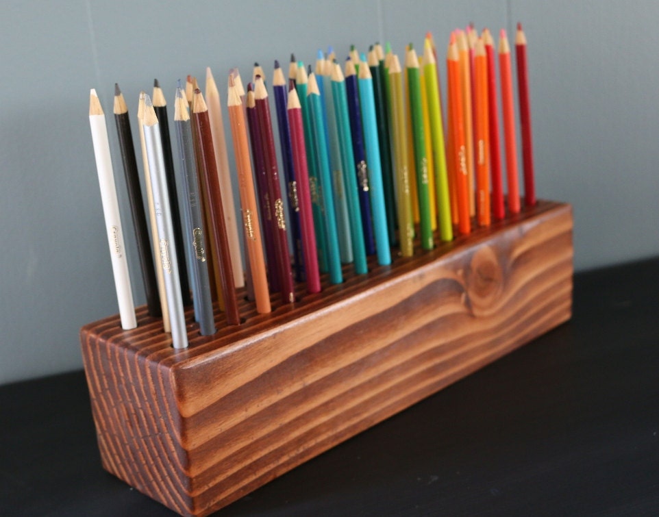 Wooden 10ct Thin Colored Marker Holder : Countryside Gifts, LLC