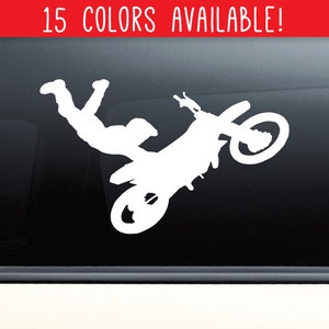 Motocross Jump Dirtbike Vinyl Decal Laptop Car Truck Bumper Window Sticker