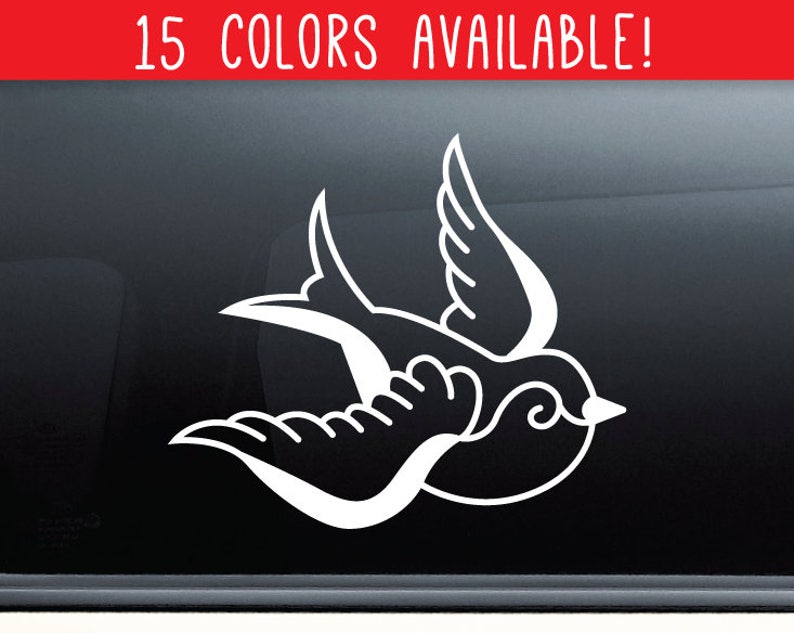 Sparrow Tattoo Vinyl Decal Laptop Car Truck Bumper Window Etsy