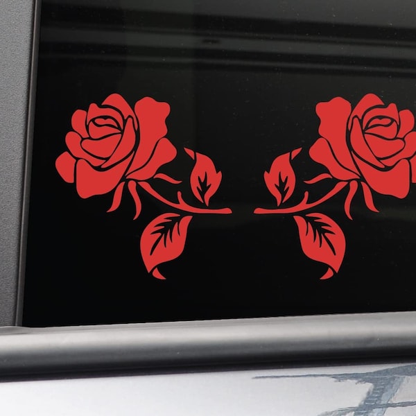 Rose Pair (Left and Right) Vinyl Decals | Roses Decals for Cars, Laptops, Tumblers