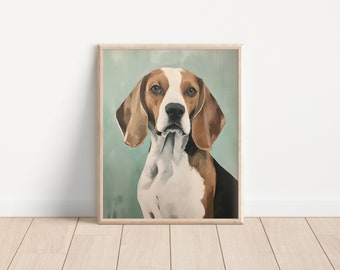 Beagle 8x10 Vintage Portrait Style Matte Art Print (Frame Not Included)