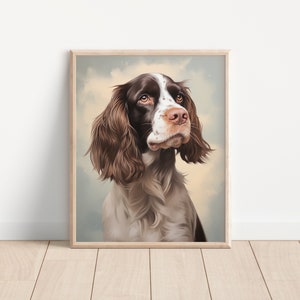 English Springer Spaniel 8x10 Vintage Portrait Style Matte Art Print (Frame Not Included)