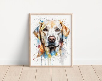 Labrador 8x10 Splatter Paint Style Matte Art Print (Frame Not Included)