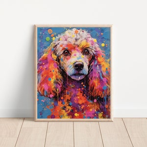 Poodle 8x10 Splatter Paint Style Matte Art Print (Frame Not Included)